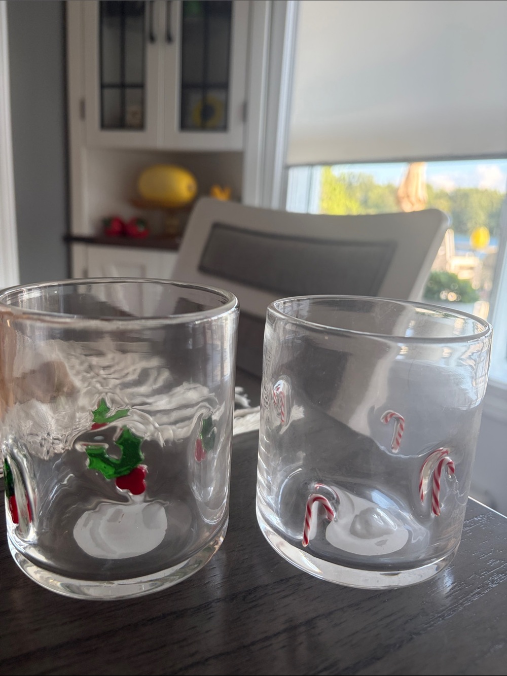Festive Candy Cane Embossed Clear Glass Tumbler - Holiday Accent